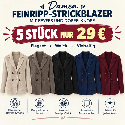 📢🎉50%Rabatt!!!🛍️✨Damen zweireihige Rippstrick-Strickjacke mit Taschen und Reverskragen