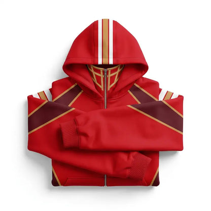 Teams Built-in Balaclava Zip Up Hoodie Football Sports Fan Full Zip Fleece Jacket Warm Winter Face Mask Sweatshirt Streetwear