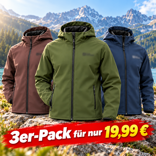 Tagesangebot – Herren Softshelljacke mit Kapuze – Winddicht & Wasserabweisend