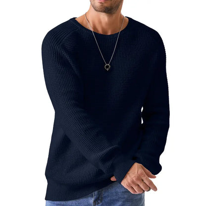 🔥 Men’s Waffle Knit Crewneck Sweater