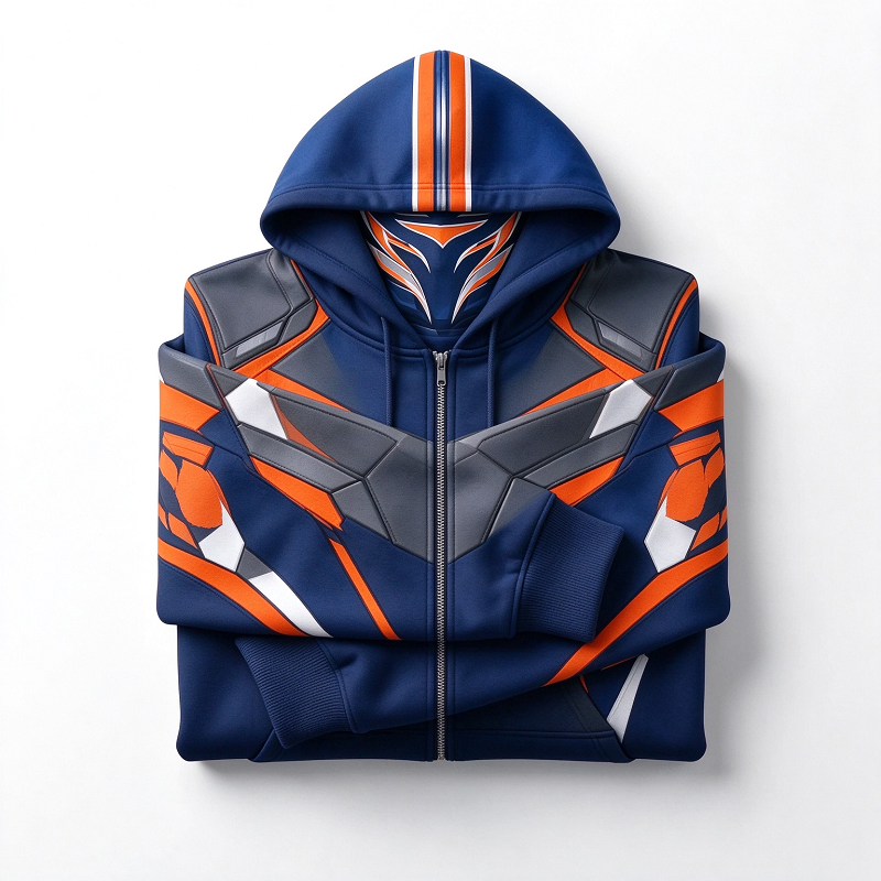 Teams Built-in Balaclava Zip Up Hoodie Football Sports Fan Full Zip Fleece Jacket Warm Winter Face Mask Sweatshirt Streetwear