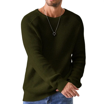 🔥 Men’s Waffle Knit Crewneck Sweater