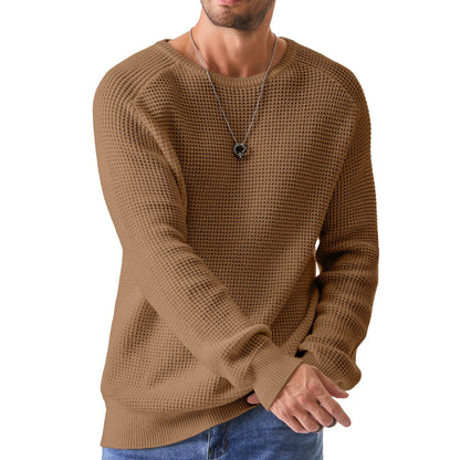 🔥 Men’s Waffle Knit Crewneck Sweater