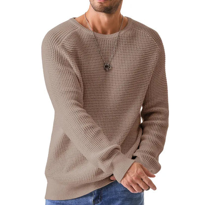 🔥 Men’s Waffle Knit Crewneck Sweater