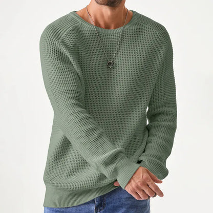 🔥 Men’s Waffle Knit Crewneck Sweater