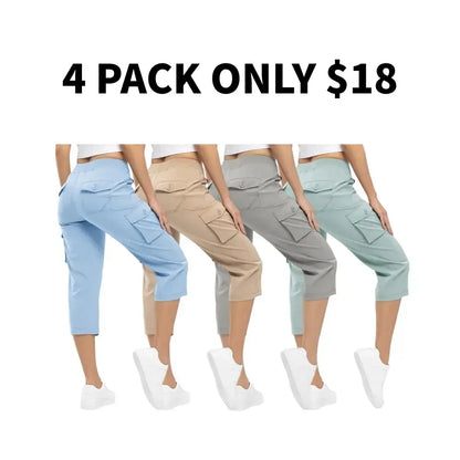 🔥8-Pack Women's Lightweight Cargo Capris – Multi-Pocket Casual Capris (All Colors)