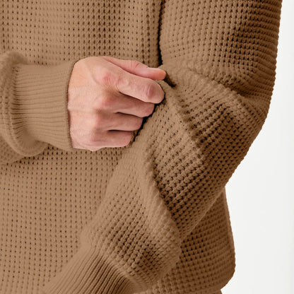 🔥 Men’s Waffle Knit Crewneck Sweater