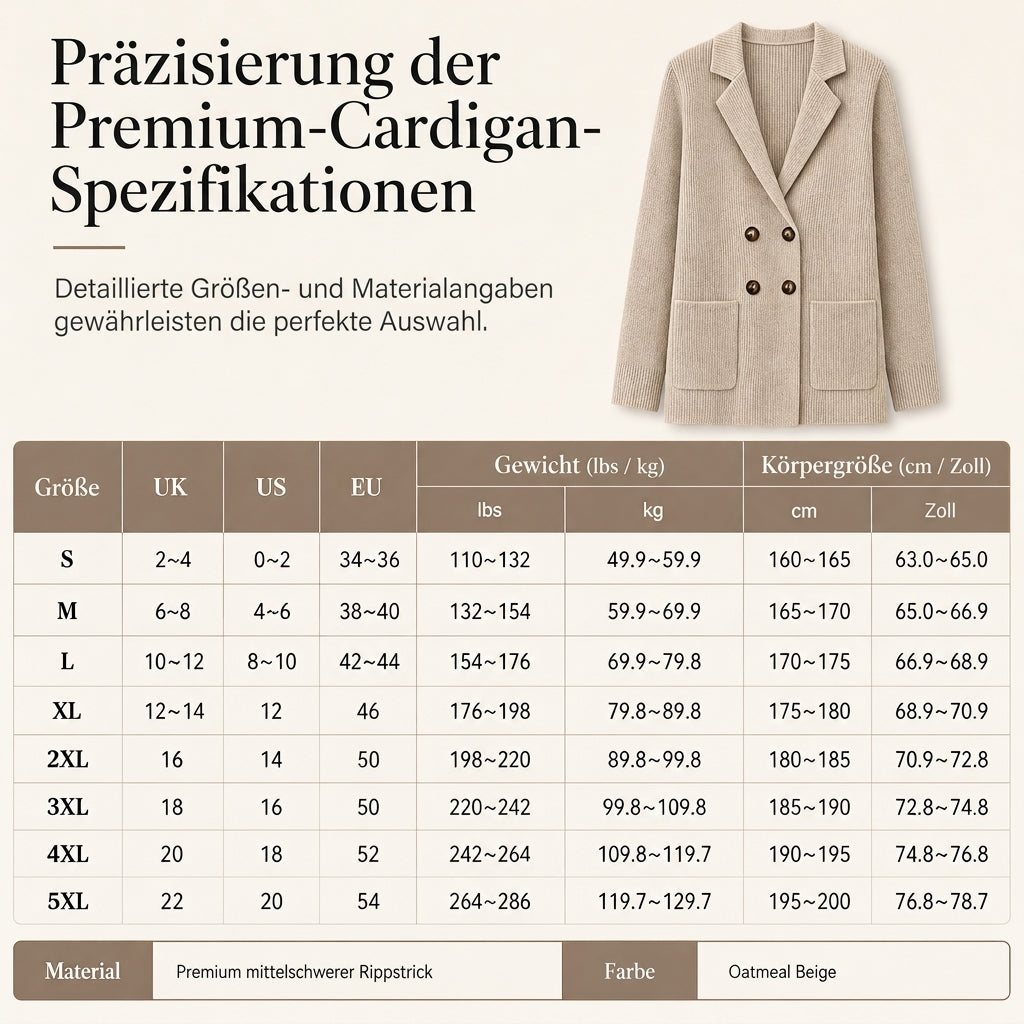 📢🎉50%Rabatt!!!🛍️✨Damen zweireihige Rippstrick-Strickjacke mit Taschen und Reverskragen